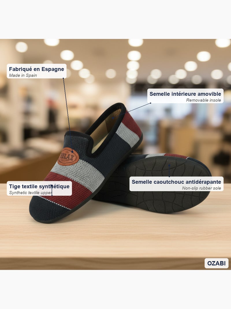 Ozabi charentaises fantaisie homme fabriquées en espagne, semelle amovible Noir - Kiabi