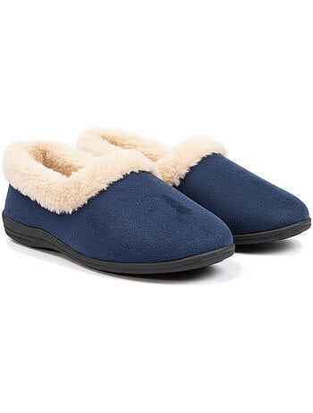 Ozabi charentaises femme hiver, feutrine unie, col fausse fourrure, fourrées