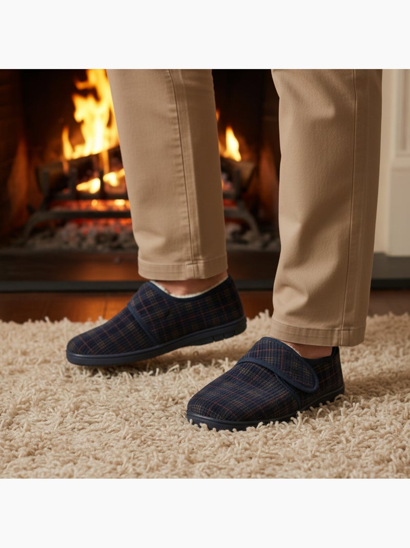 Ozabi charentaises homme fabriquées en espagne, fermeture auto-agrippante Bleu - Kiabi