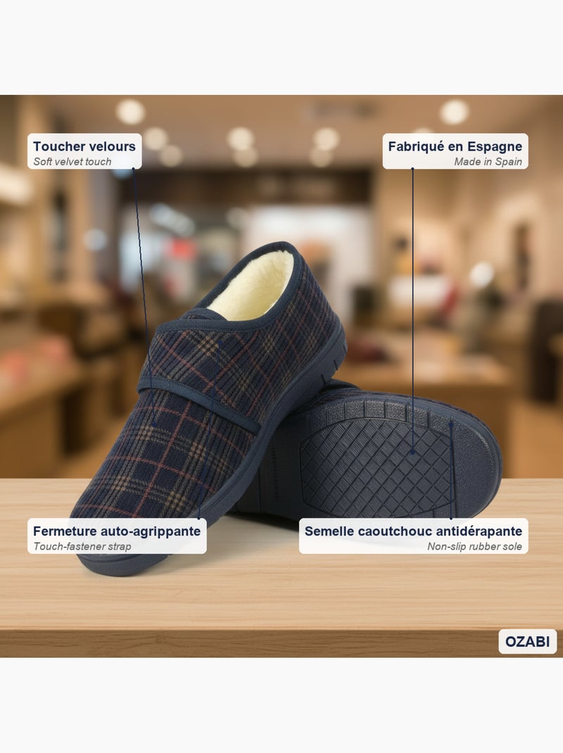 Ozabi charentaises homme fabriquées en espagne, fermeture auto-agrippante Bleu - Kiabi