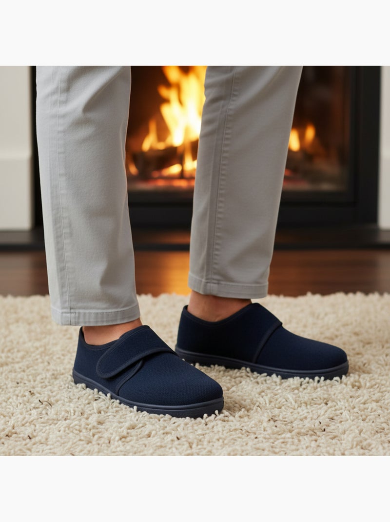 Ozabi charentaises homme fabriquées en espagne, fermeture auto-agrippante Bleu marine - Kiabi