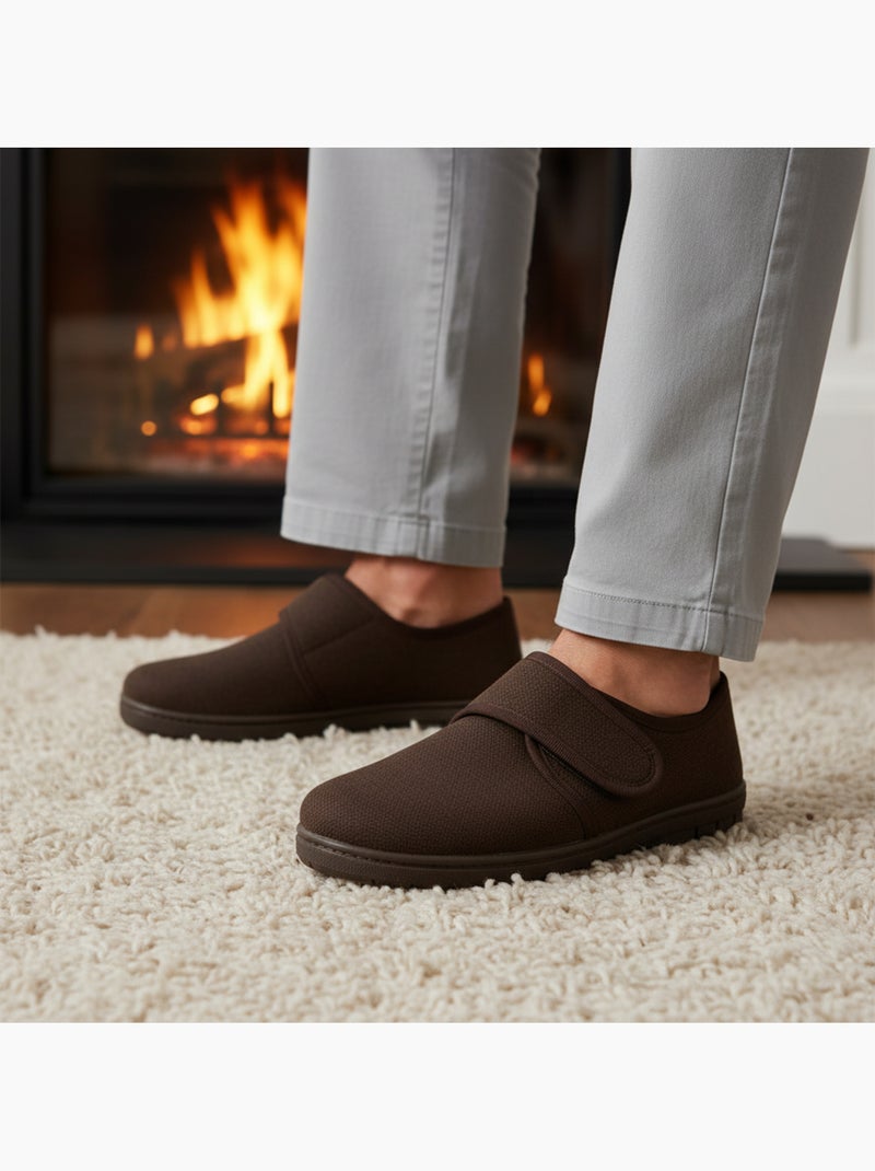Ozabi charentaises homme fabriquées en espagne, fermeture auto-agrippante Marron - Kiabi