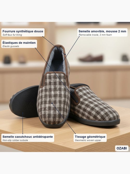 Ozabi charentaises homme fourrées carreaux et chevrons, semelle antidérapante - Kiabi Ozabi charentaises homme fourrées carreaux et chevrons, semelle antidérapante - Kiabi