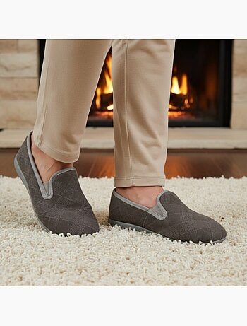 Ozabi charentaises homme toucher velours microfibre, fabriquées en espagne