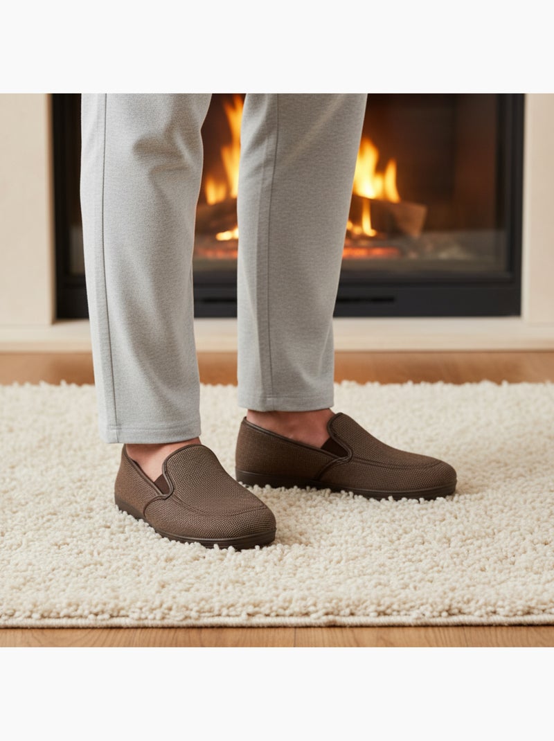 Ozabi charentaises homme toucher velours microfibre, fabriquées en espagne Marron - Kiabi