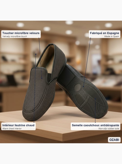 Ozabi charentaises homme toucher velours microfibre, fabriquées en espagne - Kiabi Ozabi charentaises homme toucher velours microfibre, fabriquées en espagne - Kiabi
