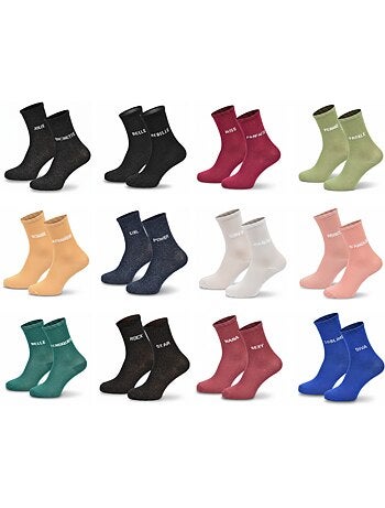 Ozabi chaussettes à paillettes calendrier de l'avent- coffret cadeau 12 paires