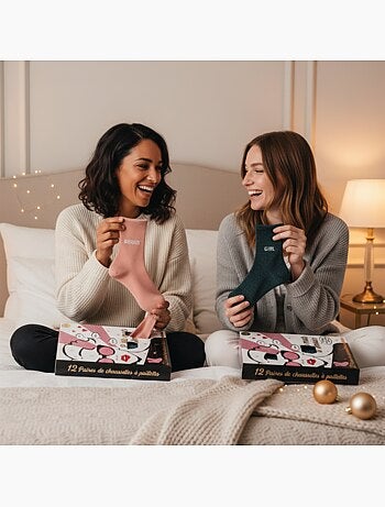 Ozabi chaussettes à paillettes calendrier de l'avent- coffret cadeau 12 paires