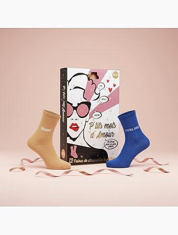 Ozabi chaussettes à paillettes calendrier de l'avent- coffret cadeau 12 paires