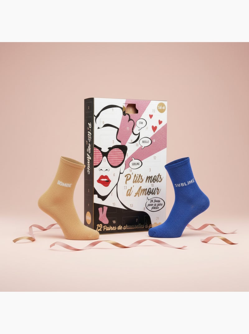 Ozabi chaussettes à paillettes calendrier de l'avent- coffret cadeau 12 paires Multicolore - Kiabi