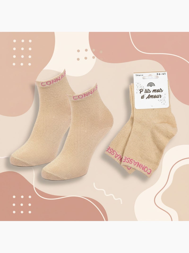 OZABI Chaussettes Femme a Paillettes Soquettes Or - Kiabi