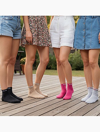 OZABI Chaussettes Femme a Paillettes Soquettes Pack de 4 Paires
