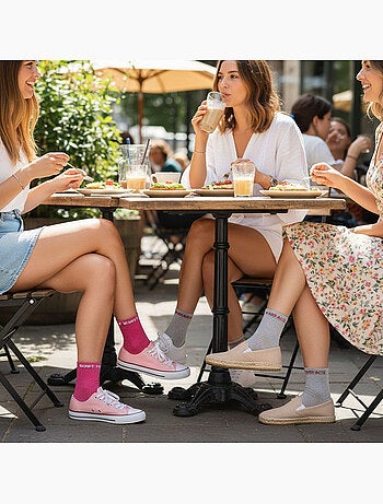 OZABI Chaussettes Femme a Paillettes Soquettes Pack de 4 Paires