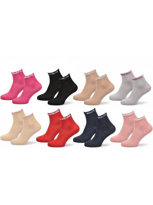 OZABI Chaussettes Femme a Paillettes Soquettes Pack de 8 Paires - Kiabi