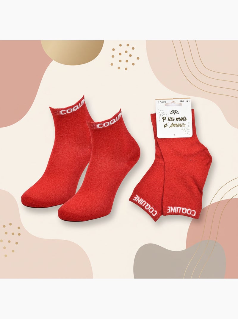 OZABI Chaussettes Femme a Paillettes Soquettes Rouge - Kiabi