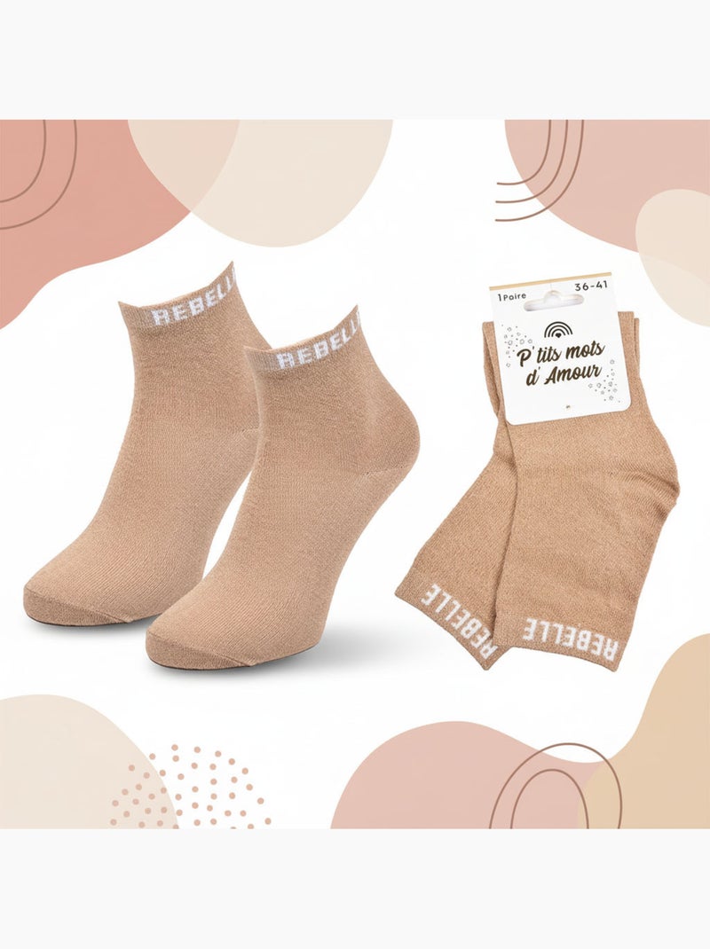 OZABI Chaussettes Femme a Paillettes Soquettes Taupe - Kiabi