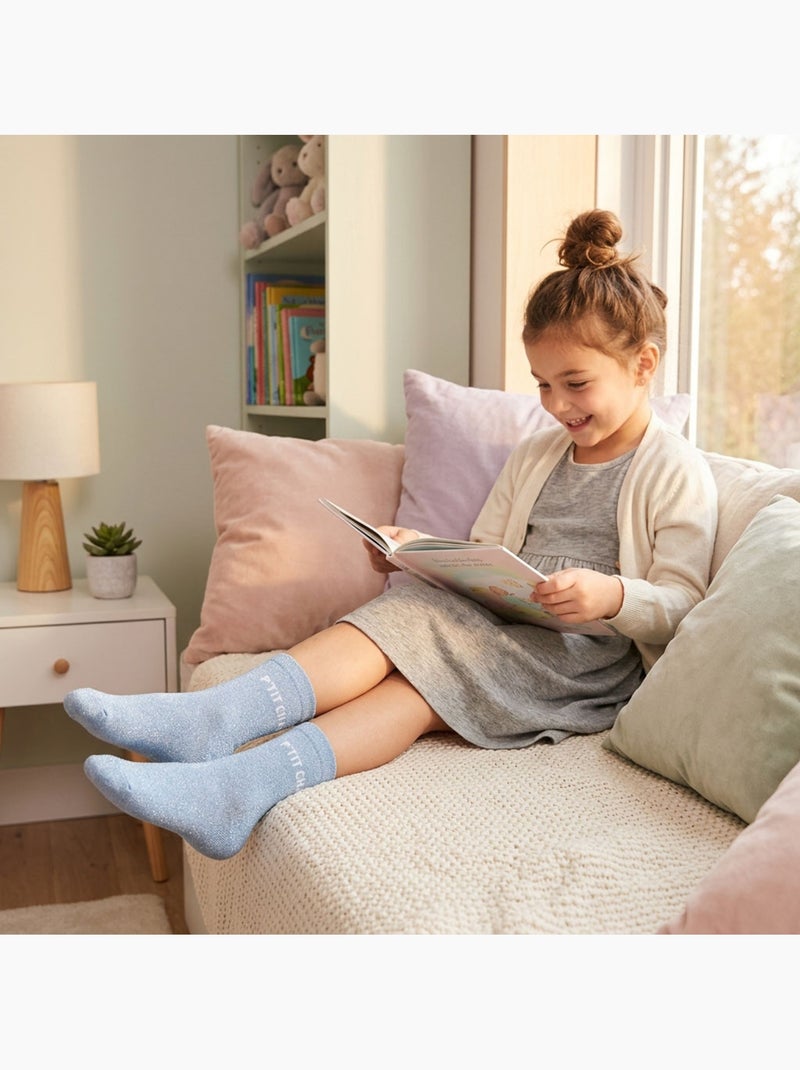 OZABI Chaussettes Fille a Paillettes Message Humoristique Bleu - Kiabi