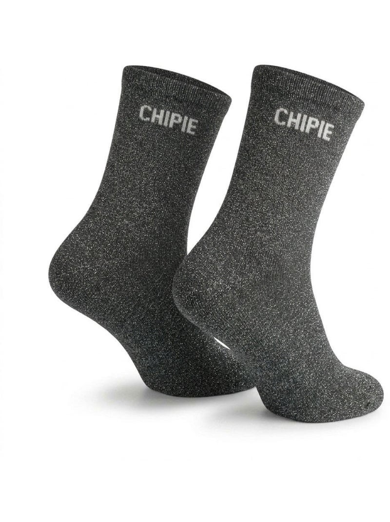 OZABI Chaussettes Fille a Paillettes Message Humoristique Noir - Kiabi