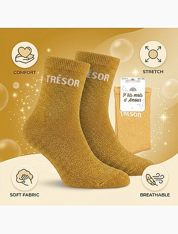 OZABI Chaussettes Fille a Paillettes Message Humoristique