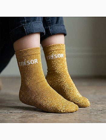 OZABI Chaussettes Fille a Paillettes Message Humoristique Pack de 4 Paires