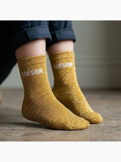 OZABI Chaussettes Fille a Paillettes Message Humoristique Pack de 4 Paires - Kiabi