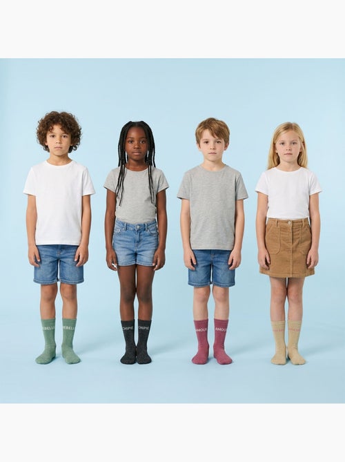 OZABI Chaussettes Fille a Paillettes Message Humoristique Pack de 4 Paires - Kiabi