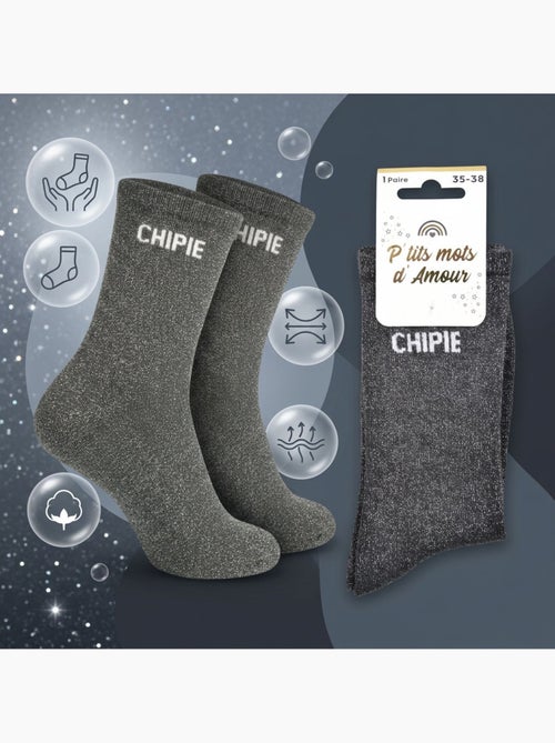 OZABI Chaussettes Fille a Paillettes Message Humoristique Pack de 4 Paires - Kiabi