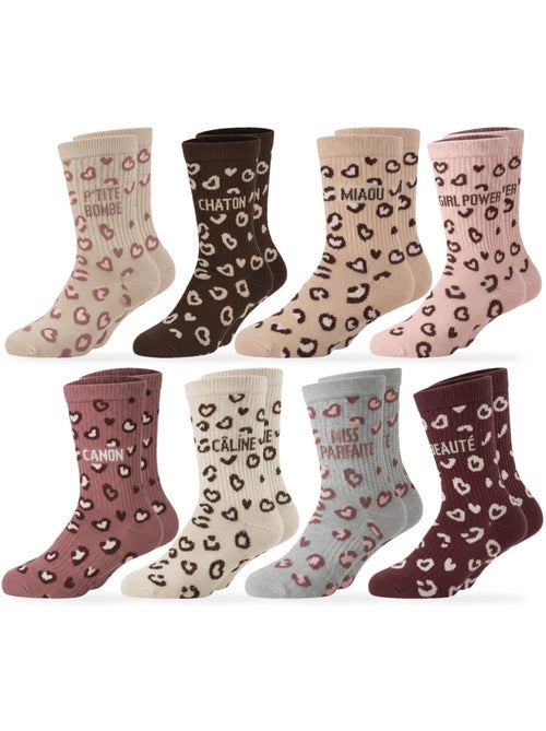 Ozabi chaussettes fille a paillettes message humoristique pack de 8 paires - Kiabi