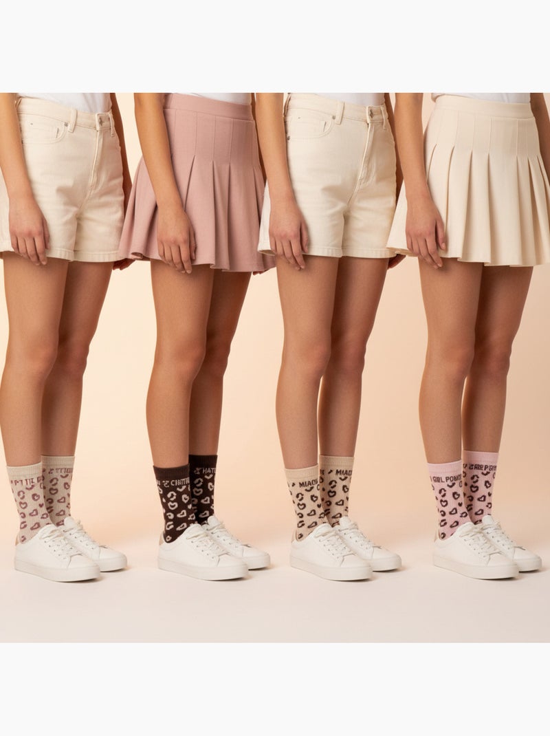 Ozabi chaussettes fille a paillettes message humoristique pack de 8 paires Rose/Multicolore - Kiabi