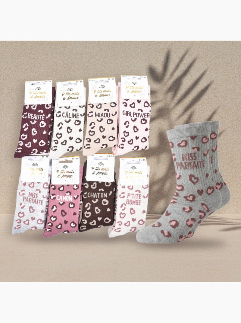 Ozabi chaussettes fille a paillettes message humoristique pack de 8 paires Rose/Multicolore - Kiabi