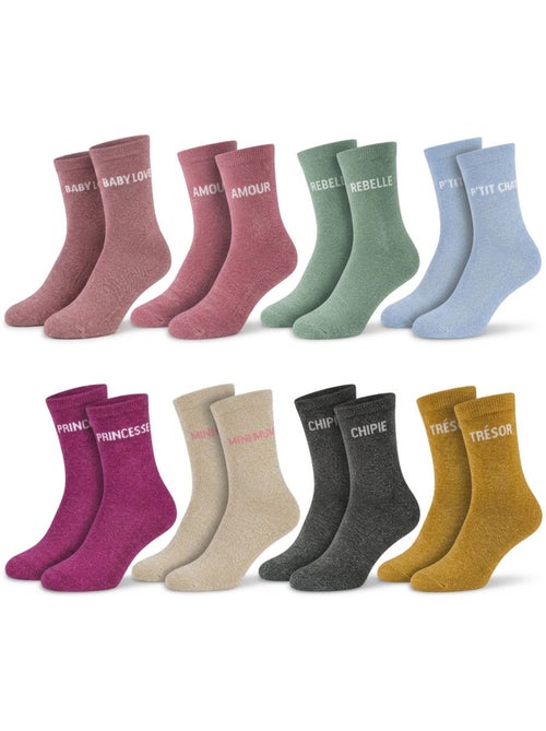 OZABI Chaussettes Fille a Paillettes Message Humoristique Pack de 8 Paires - Kiabi