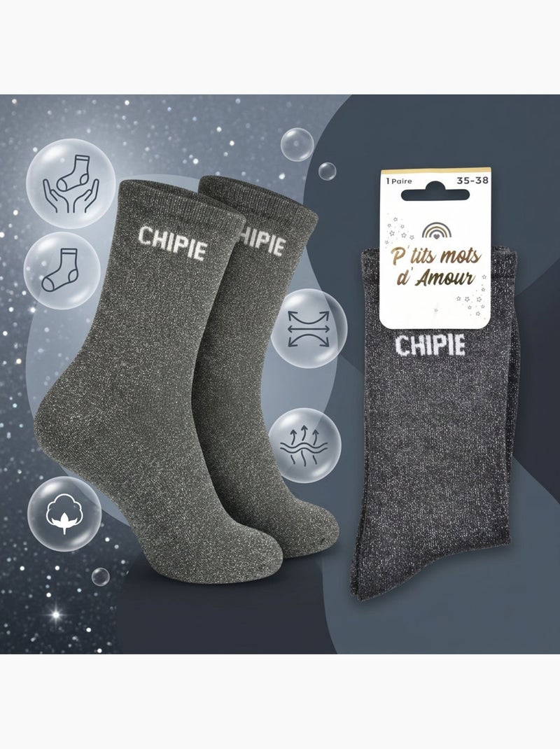 OZABI Chaussettes Fille a Paillettes Message Humoristique Pack de 8 Paires Vert/Jaune/Noir - Kiabi
