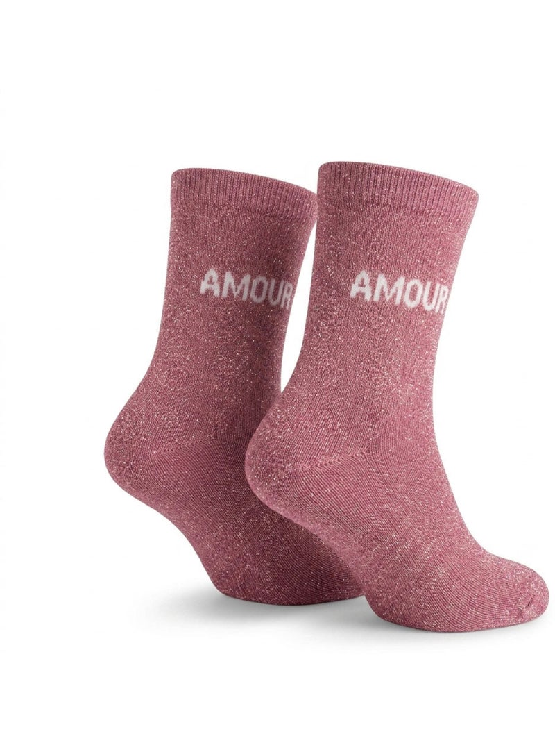 OZABI Chaussettes Fille a Paillettes Message Humoristique Rose - Kiabi