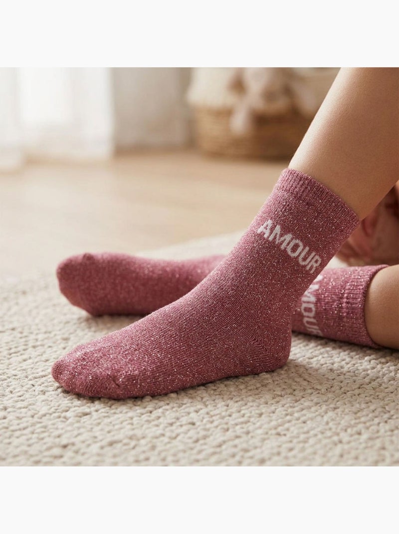 OZABI Chaussettes Fille a Paillettes Message Humoristique Rose - Kiabi