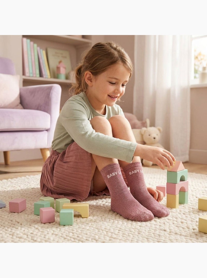 OZABI Chaussettes Fille a Paillettes Message Humoristique Saumon - Kiabi