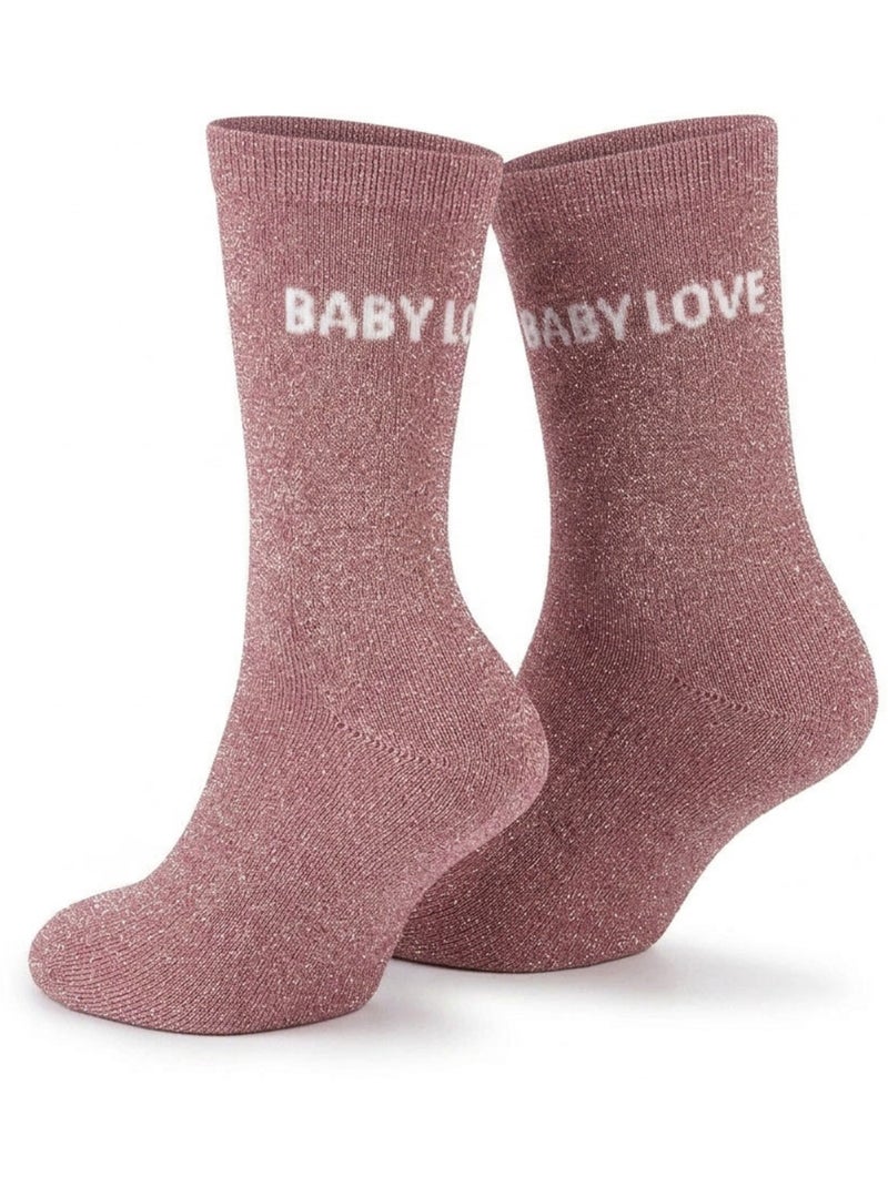 OZABI Chaussettes Fille a Paillettes Message Humoristique Saumon - Kiabi