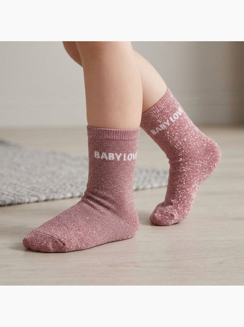 OZABI Chaussettes Fille a Paillettes Message Humoristique Saumon - Kiabi