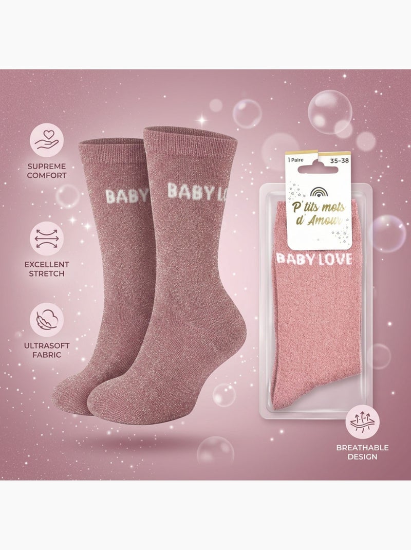 OZABI Chaussettes Fille a Paillettes Message Humoristique Saumon - Kiabi