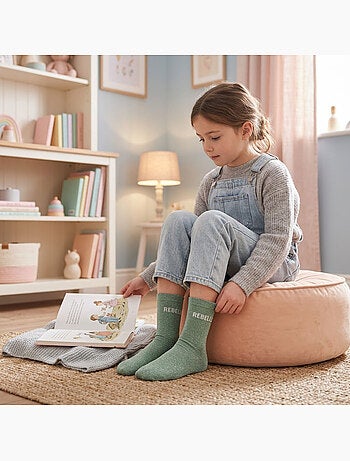 OZABI Chaussettes Fille a Paillettes Message Humoristique