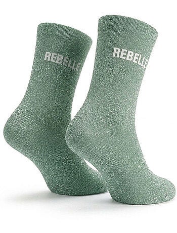 OZABI Chaussettes Fille a Paillettes Message Humoristique