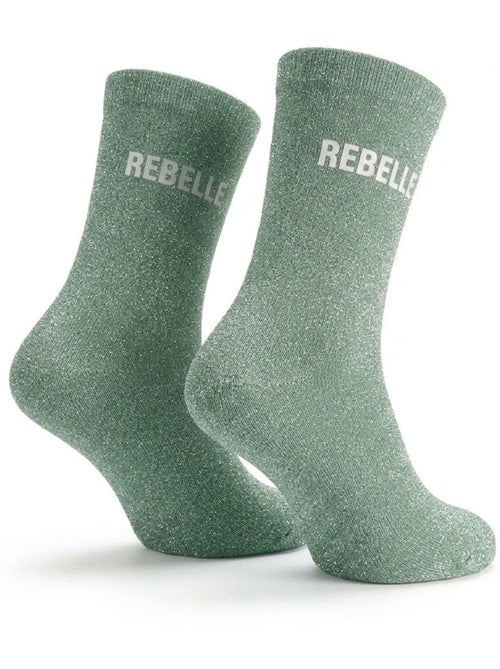 OZABI Chaussettes Fille a Paillettes Message Humoristique - Kiabi