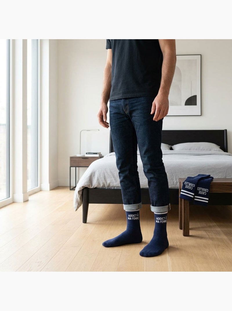OZABI Chaussettes Homme Message Humoristiques Pack de 2 Paires Bleu Bleu - Kiabi