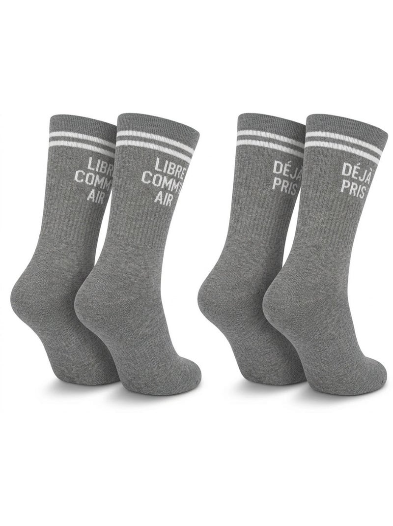 OZABI Chaussettes Homme Message Humoristiques Pack de 2 Paires Gris Gris - Kiabi