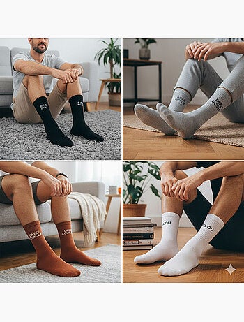 OZABI Chaussettes Homme Message Humoristiques Pack de 4 Paires