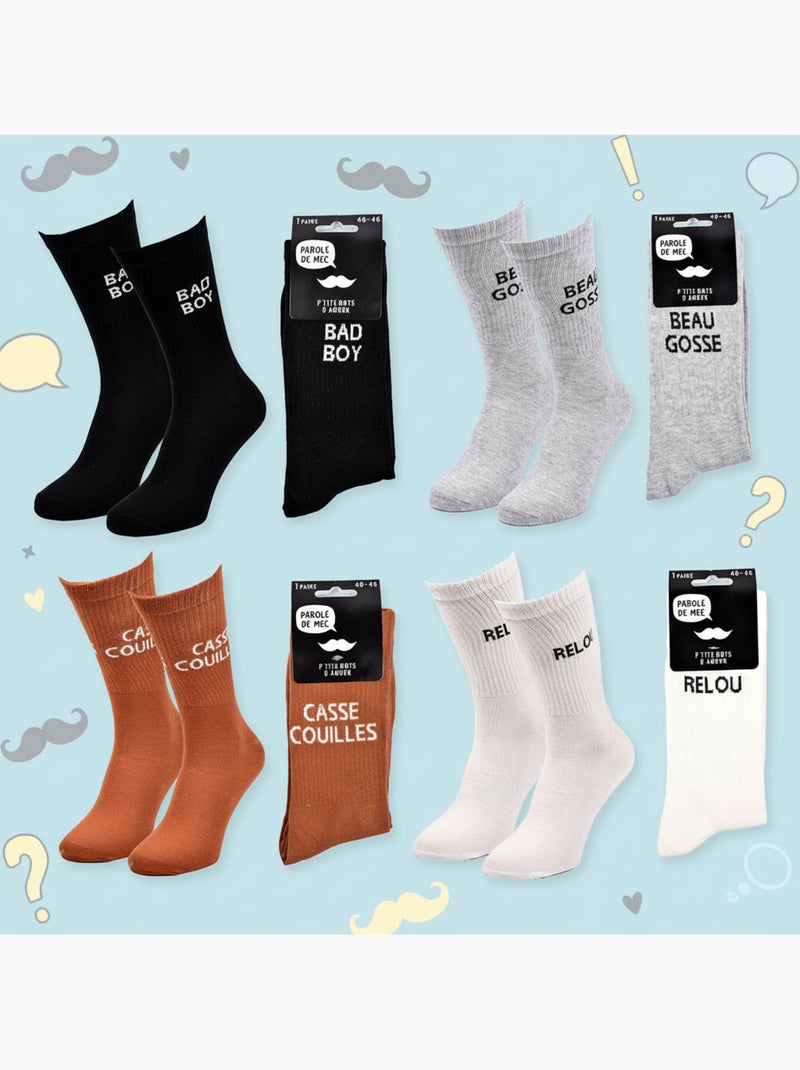 OZABI Chaussettes Homme Message Humoristiques Pack de 4 Paires Noir Multicolore - Kiabi