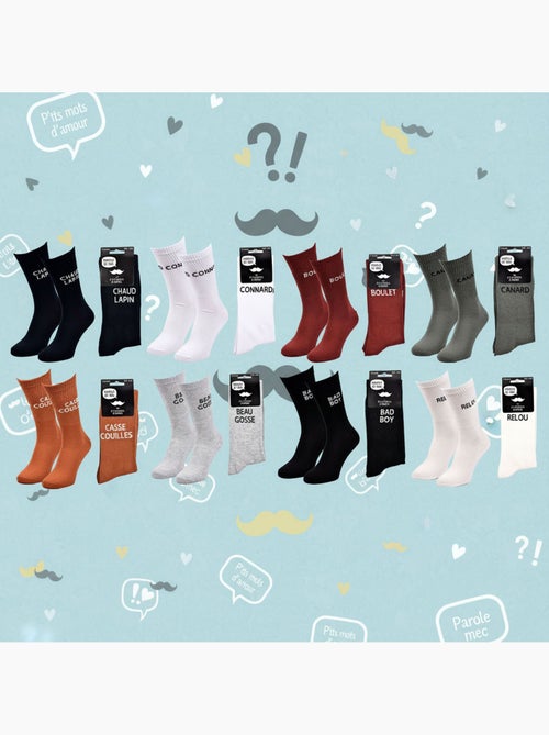 OZABI Chaussettes Homme Message Humoristiques Pack de 8 Paires - Kiabi