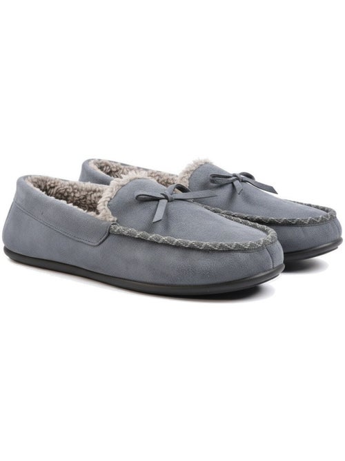 Ozabi chaussons femme fermés, suédine unie, nœud, intérieur fourré - Kiabi