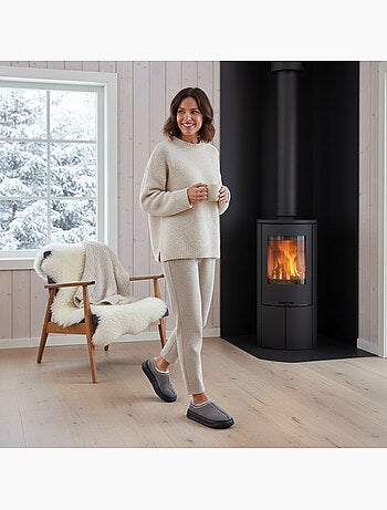 Ozabi chaussons femme style scandinave, talon fermé, intérieur fourré