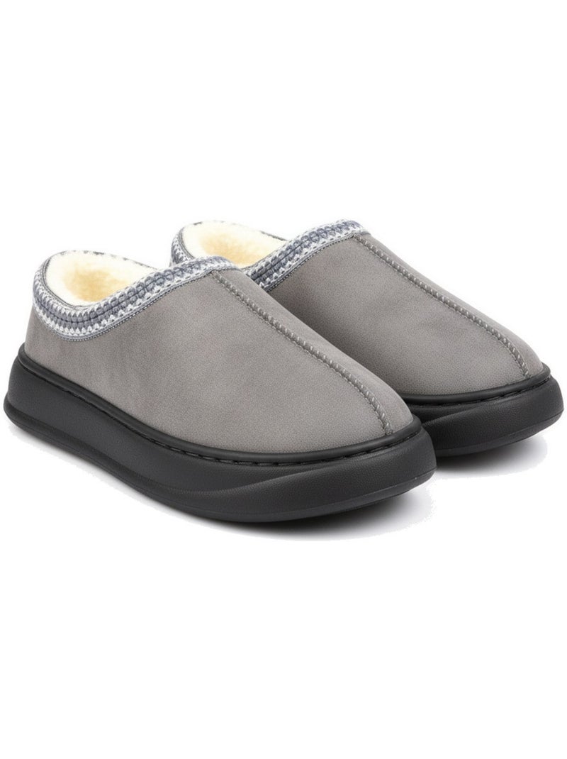 Ozabi chaussons femme style scandinave, talon fermé, intérieur fourré Gris - Kiabi