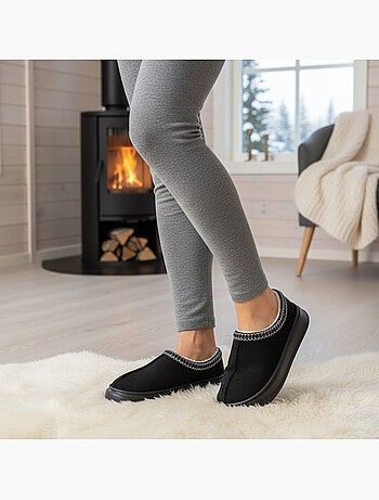 Ozabi chaussons femme style scandinave, talon fermé, intérieur fourré